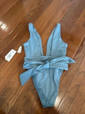 NEW l*space Blue One-Piece Swimsuit with Waist Tie